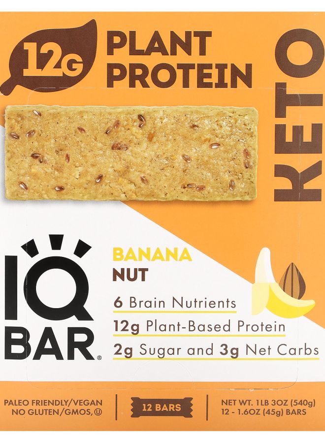Plant Protein Bar Banana Nut 12 Bars 1.6 oz (45 g) Each