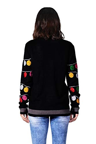 U LOOK UGLY TODAY Women`s Ugly Christmas Sweater Unisex Men`s Funny Novelty Santa Pullover for Party Fabulous-Black X-Large - Image 2