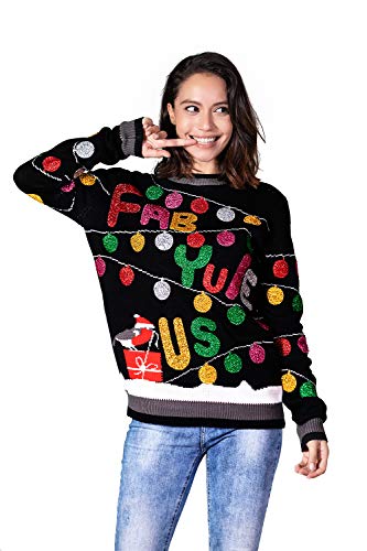U LOOK UGLY TODAY Women`s Ugly Christmas Sweater Unisex Men`s Funny Novelty Santa Pullover for Party Fabulous-Black X-Large - Image 5