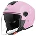 SanQing Motorcycle Open Face Helmet Adult 34 Half Helmets for MotorBike Scooter Biker Men Women DOT Approved LightPink Large - Image 2