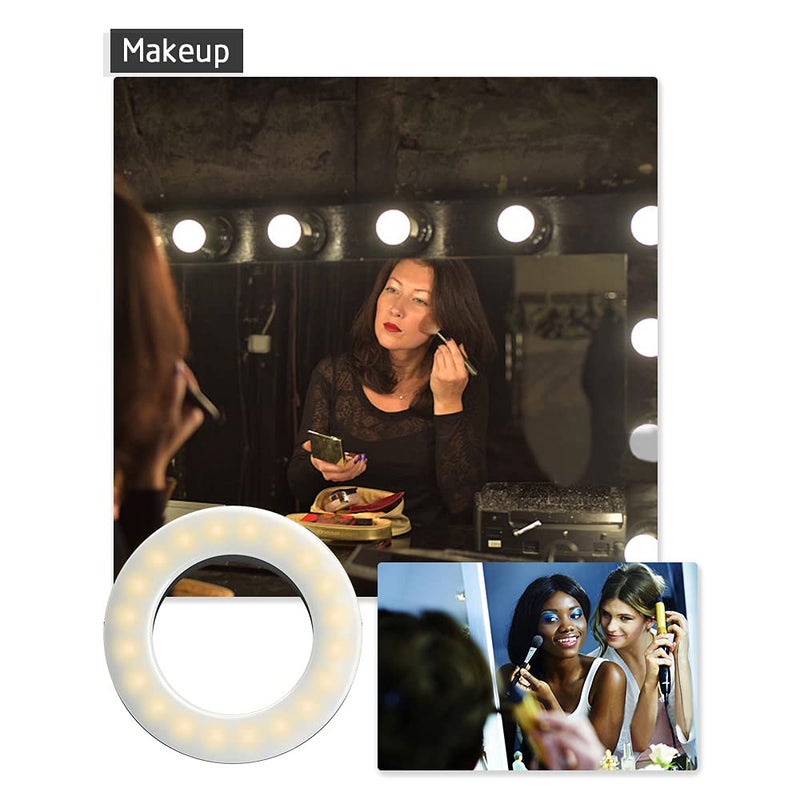XINBAOHONG Selfie Ring Light Rechargeable Portable Clip-on Selfie Fill Light with 40 LED for Smart Phone Photography, Camera Video, Girl Makes up - Image 5