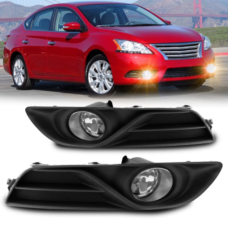 مجموعة استبدال مصابيح الضباب WEZEMLIGHT لنيسان سنترا 2013-2015 مع لمبات هالوجين H11 12V 55W متضمنة مفتاح ومجموعة أسلاك عدسة شفافة