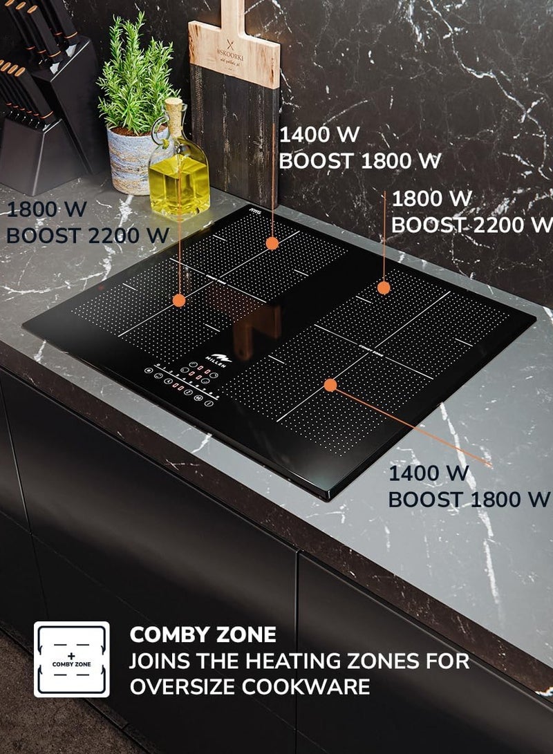 MILLEN Built in Induction hob, 60 cm Black Glass, 4 Heating Zones, 7000W, Combination zone, 3 Year Warranty 4 7000 W MIH 602 BL black - Image 3