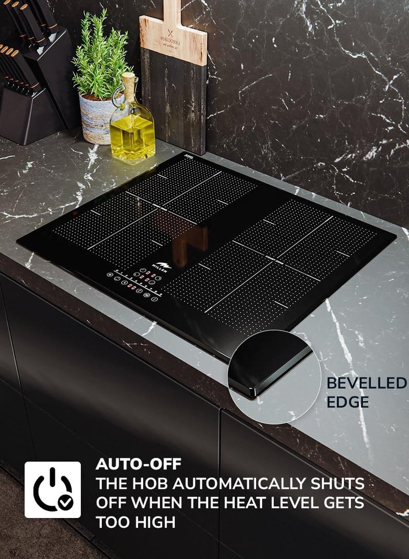MILLEN Built in Induction hob, 60 cm Black Glass, 4 Heating Zones, 7000W, Combination zone, 3 Year Warranty 4 7000 W MIH 602 BL black - Image 4