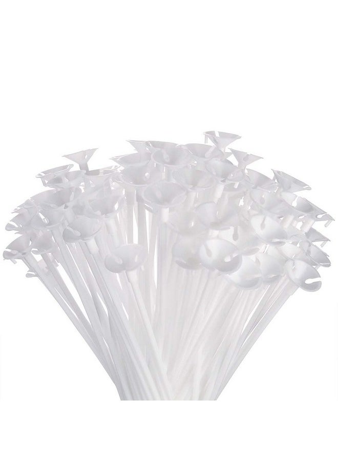 PP OPOUNT - 50 Pieces Balloon Sticks Upgraded Version White Balloon Sticks Holders With Cups For Christmas Decoration Wedding Party Holidays Anniversary Decor - Image 1