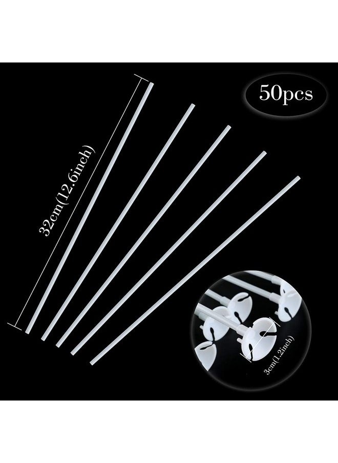 PP OPOUNT - 50 Pieces Balloon Sticks Upgraded Version White Balloon Sticks Holders With Cups For Christmas Decoration Wedding Party Holidays Anniversary Decor - Image 1