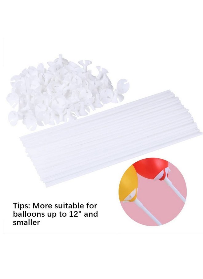 PP OPOUNT - 50 Pieces Balloon Sticks Upgraded Version White Balloon Sticks Holders With Cups For Christmas Decoration Wedding Party Holidays Anniversary Decor - Image 1