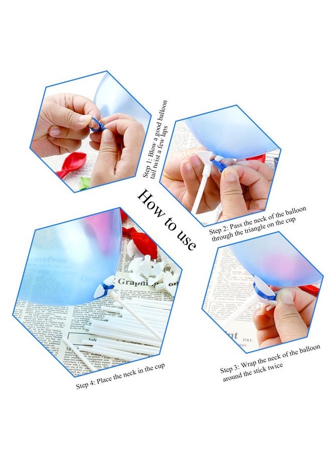 PP OPOUNT - 50 Pieces Balloon Sticks Upgraded Version White Balloon Sticks Holders With Cups For Christmas Decoration Wedding Party Holidays Anniversary Decor - Image 1