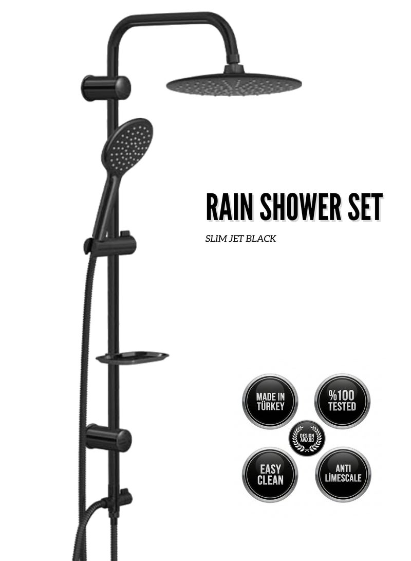 MAAT Slim Jet Black Rain Shower Set | Slim Jet Black Rain Shower Set | Turkish Design  - Image 1