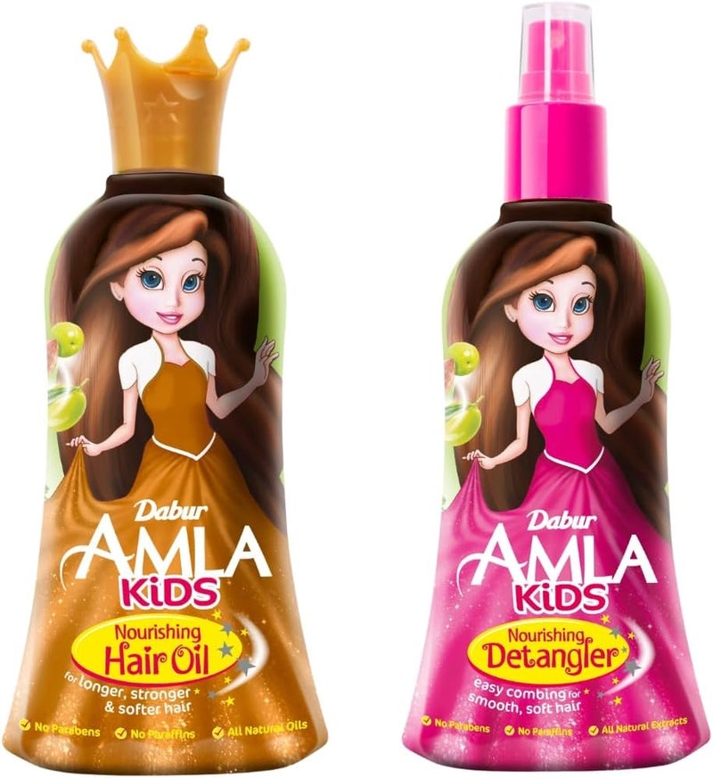 Dabur Amla Kids Detangler + Nourishing Hair Oil Value Pack (2x200ml) | Natural Extracts for Strong, Long & Soft Hair - Image 1