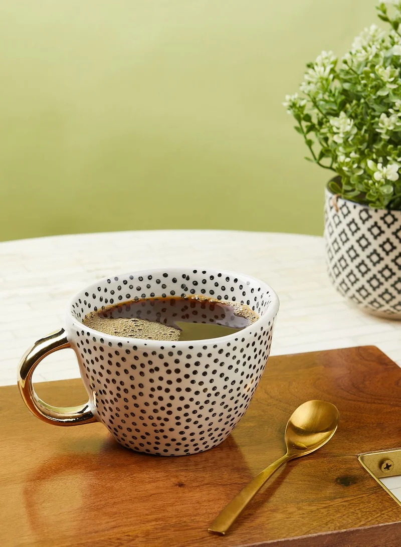 AURORA Black Spot Water Mug With Gold Handle