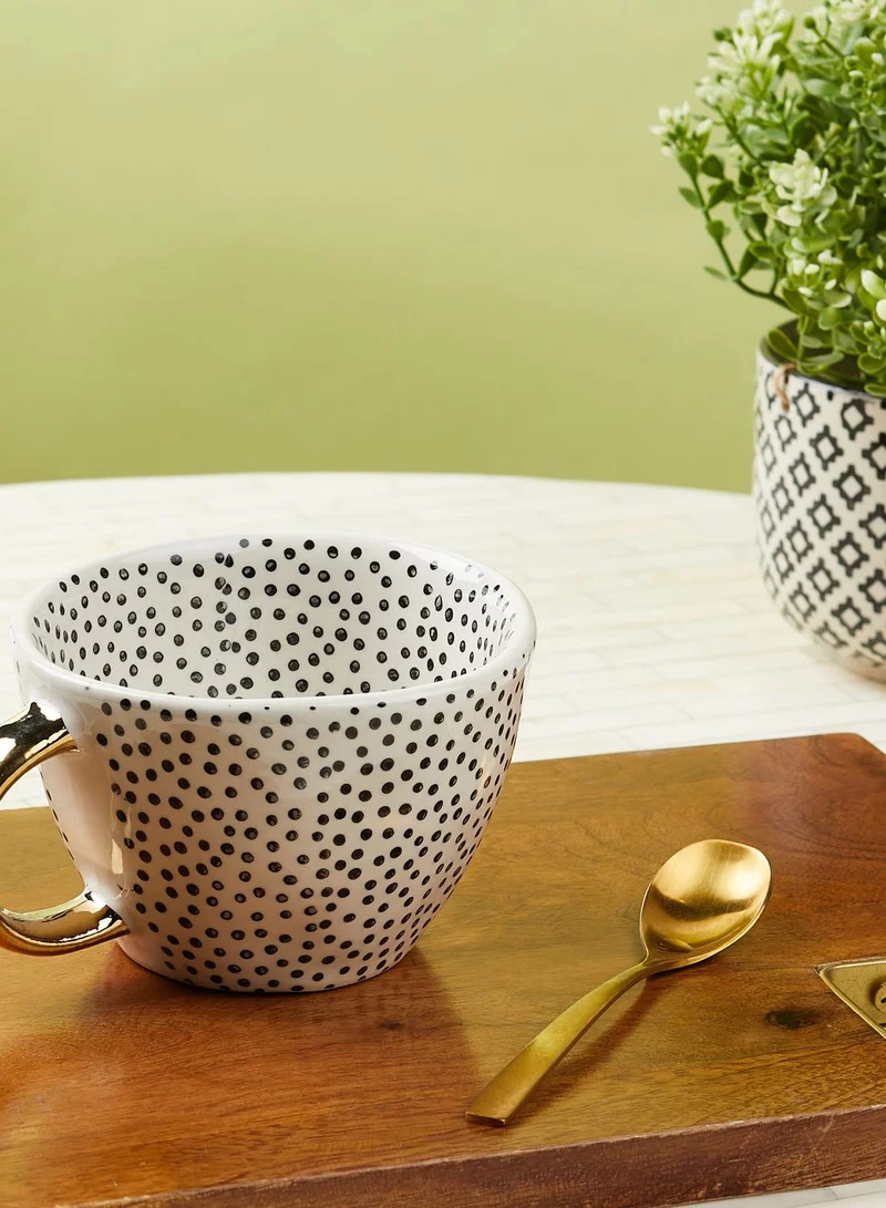 AURORA Black Spot Water Mug With Gold Handle