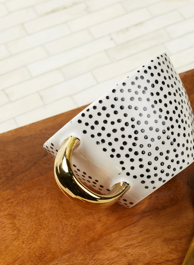AURORA Black Spot Water Mug With Gold Handle