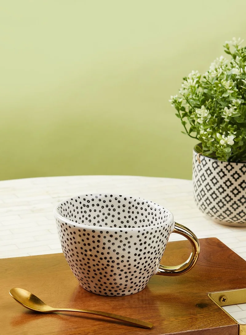 AURORA Black Spot Water Mug With Gold Handle