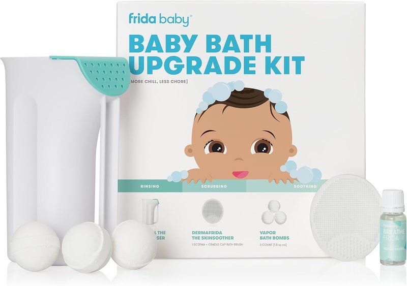 Baby Baby Bath Upgrade Kit | Infant and Toddler Bath Essentials, Rinser Cup, Baby Bath Silicone Brush, Bath Bombs, Essential Oil Vapor Drops - Image 1