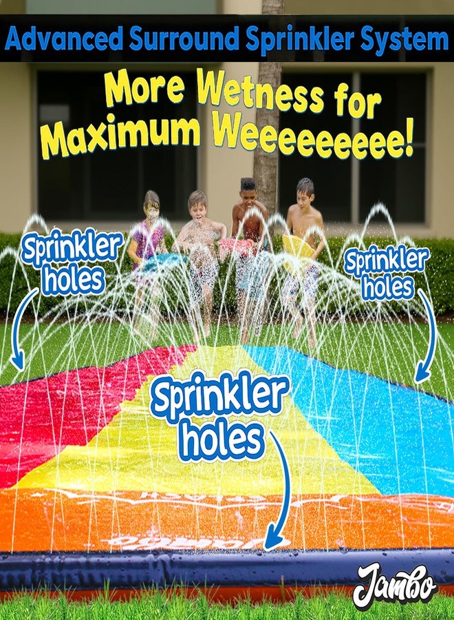 JAMBO Premium Triple Water Slide with 3 Bodyboards, 20Ft Heavy Duty Slip Splash and Slides-Advanced 3-Way Sprinkler System, Splash Pad Mat Backyard Summer Outdoor Water Toys n Long Slides for Kids - Image 3