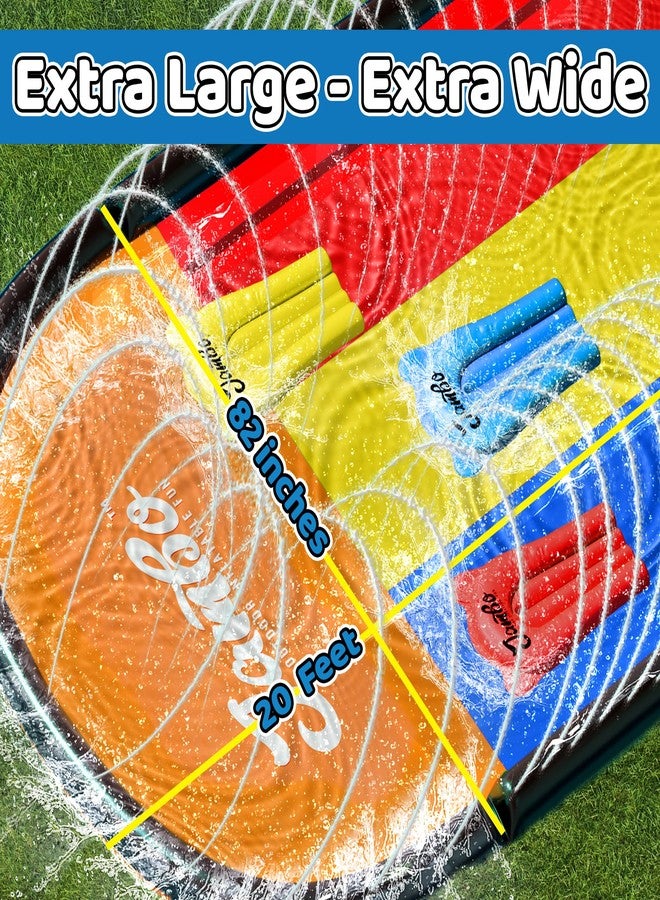 JAMBO Premium Triple Water Slide with 3 Bodyboards, 20Ft Heavy Duty Slip Splash and Slides-Advanced 3-Way Sprinkler System, Splash Pad Mat Backyard Summer Outdoor Water Toys n Long Slides for Kids - Image 2