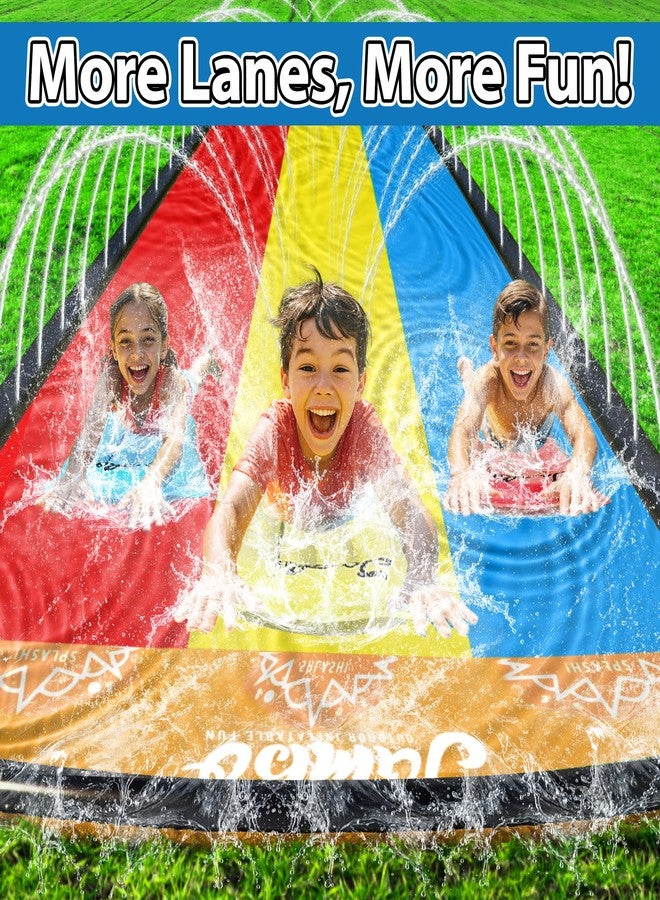 JAMBO Premium Triple Water Slide with 3 Bodyboards, 20Ft Heavy Duty Slip Splash and Slides-Advanced 3-Way Sprinkler System, Splash Pad Mat Backyard Summer Outdoor Water Toys n Long Slides for Kids - Image 5