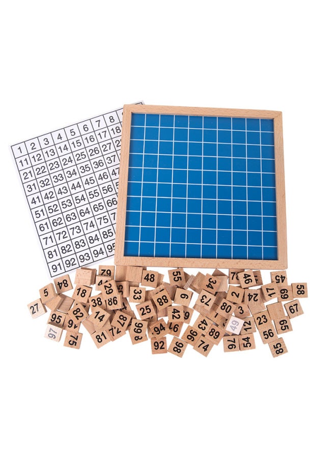 Montessori Mathematics Teaching Tools 1-100 Continuous Board Sorting Board Wooden Hundred Children's Education Intelligence Toys-Color:1-100 Digital Continuous Board  - Image 3