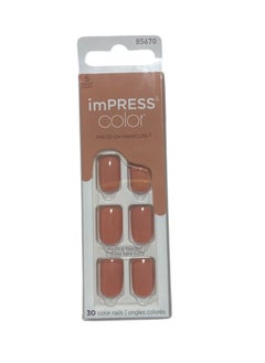 KISS imPRESS Color Press-on Manicure IMC27C Caramel 30 color nails  - Image 1