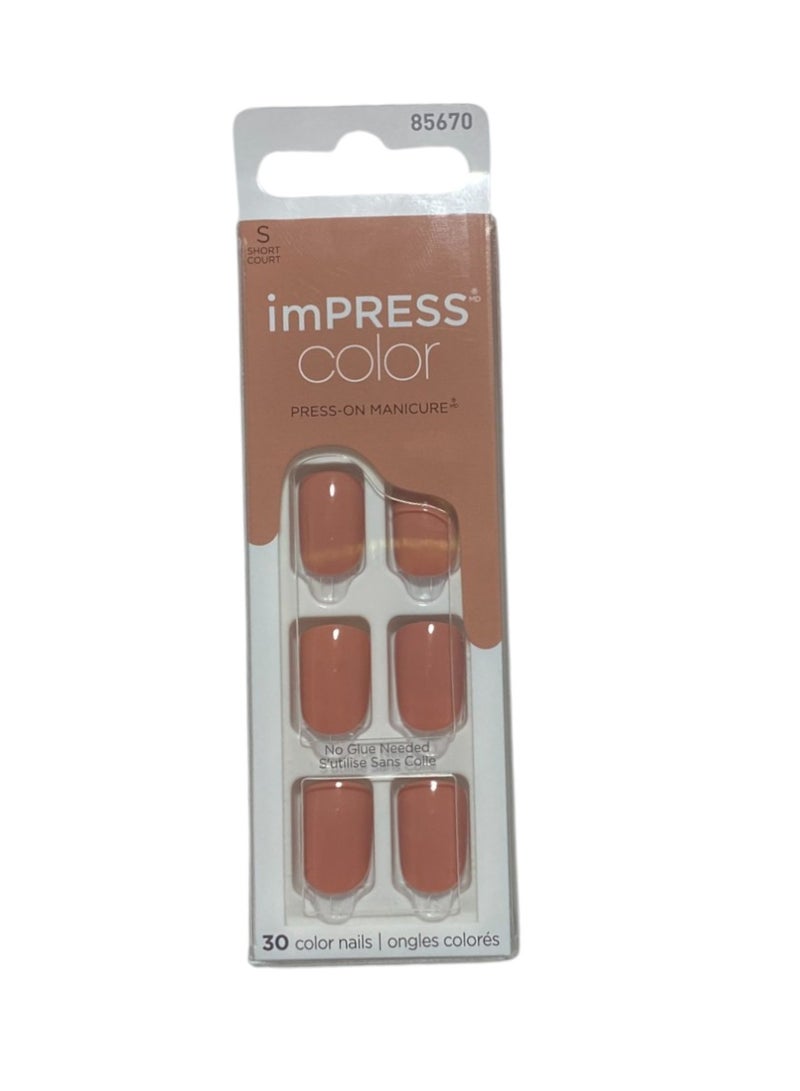 KISS imPRESS Color Press-on Manicure IMC27C Caramel 30 color nails - Image 1