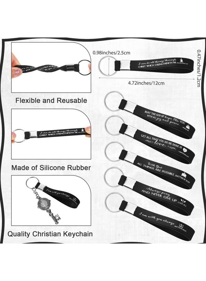 Sureio 36 Pcs Christian Keychains Church Gifts in Bulk Bible Verse Religious Silicone Inspirational Sunday School Teacher Gifts (Black) - Image 3
