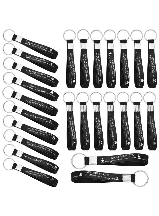 Sureio 36 Pcs Christian Keychains Church Gifts in Bulk Bible Verse Religious Silicone Inspirational Sunday School Teacher Gifts (Black) - Image 1