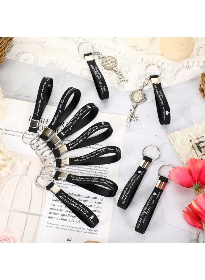 Sureio 36 Pcs Christian Keychains Church Gifts in Bulk Bible Verse Religious Silicone Inspirational Sunday School Teacher Gifts (Black) - Image 4