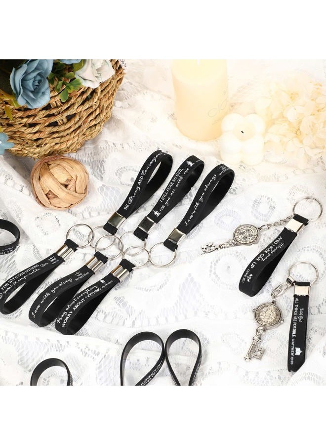 Sureio 36 Pcs Christian Keychains Church Gifts in Bulk Bible Verse Religious Silicone Inspirational Sunday School Teacher Gifts (Black) - Image 5