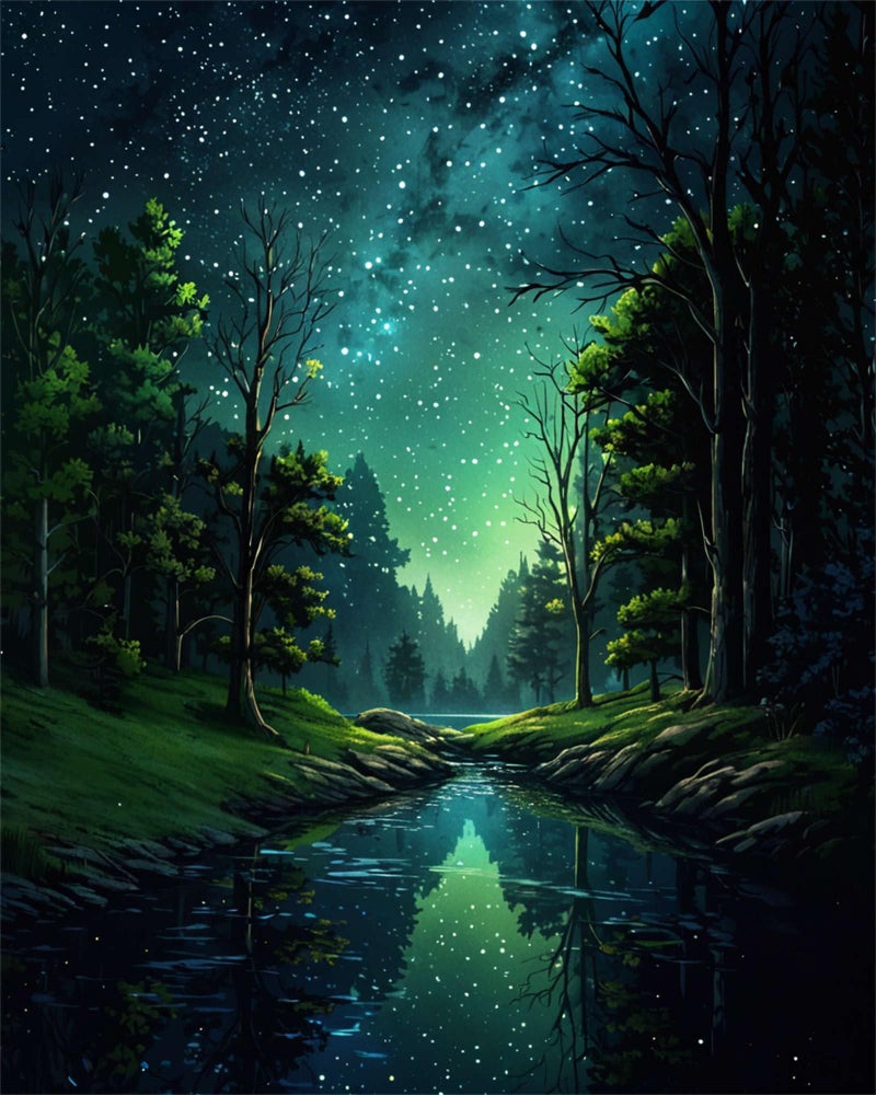 ldazao Starry Night Paint by Numbers Kit for Adults Beginner Forest Adult Paint by Number Kits Canvas Adults PaintbyNumber Kits DIY Oil Painting for Gift Home Wall Decor 16x20 Inch