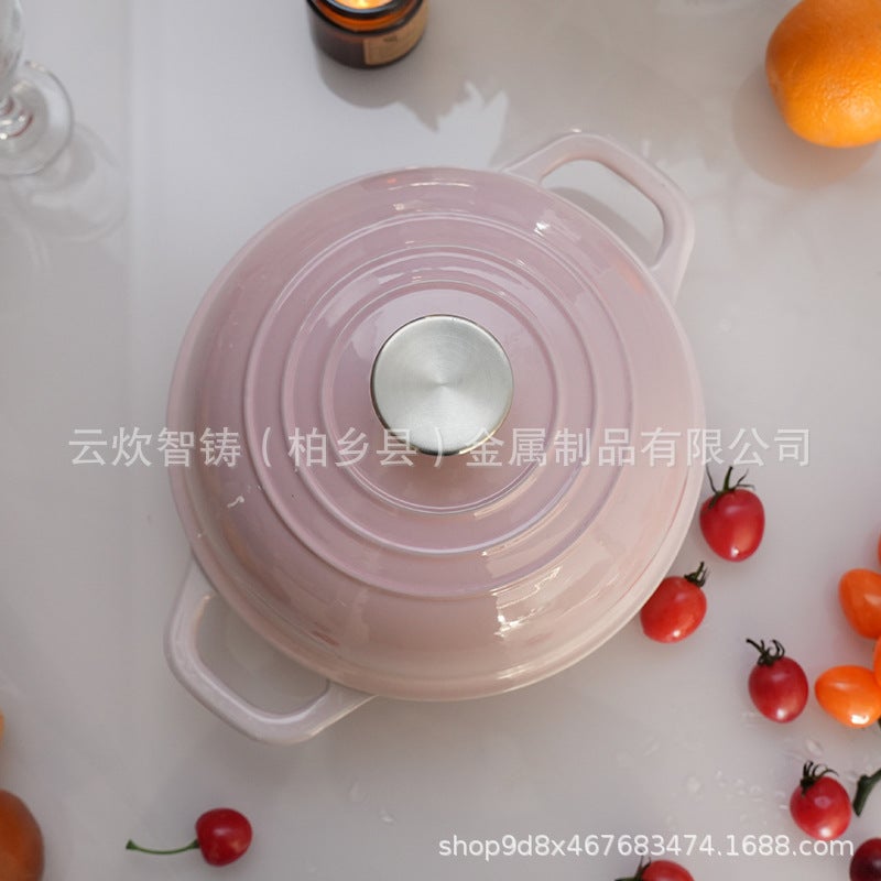 24cm Orange Red Enamel Cast Iron Bread Pot for Sourdough Baking -  Non-Stick - Image 5