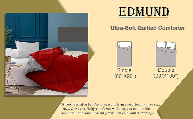 EDMUND EDMUND Reversible Comforter Diamond Stitch Quilt 500 GSM Power Heavy Winter Comforter Very Soft Two Tone Blanket Double Bed 90 x 100 Comforter Double BedBeige Chocolate Brown - Image 5