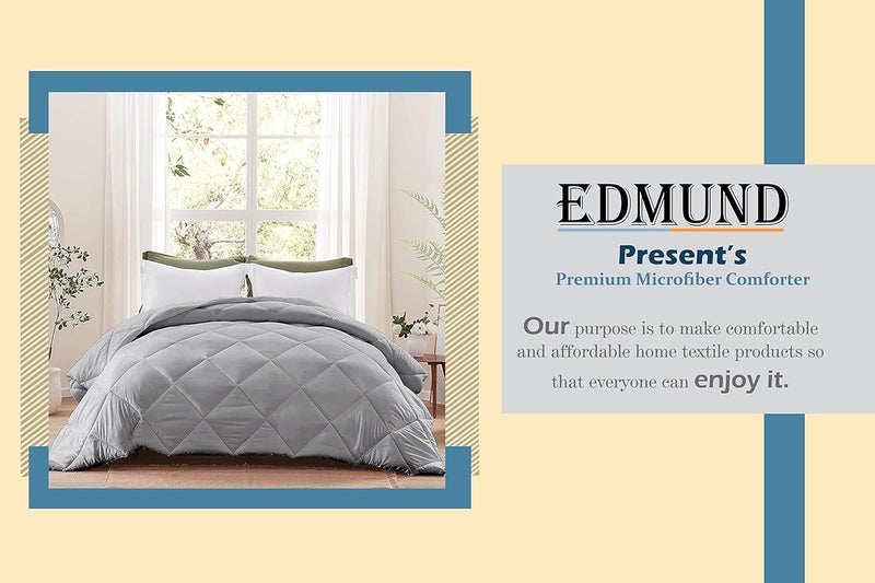 EDMUND EDMUND Reversible Comforter Diamond Stitch Quilt 500 GSM Power Heavy Winter Comforter Very Soft Two Tone Blanket Double Bed 90 x 100 Comforter Double BedBeige Chocolate Brown - Image 4