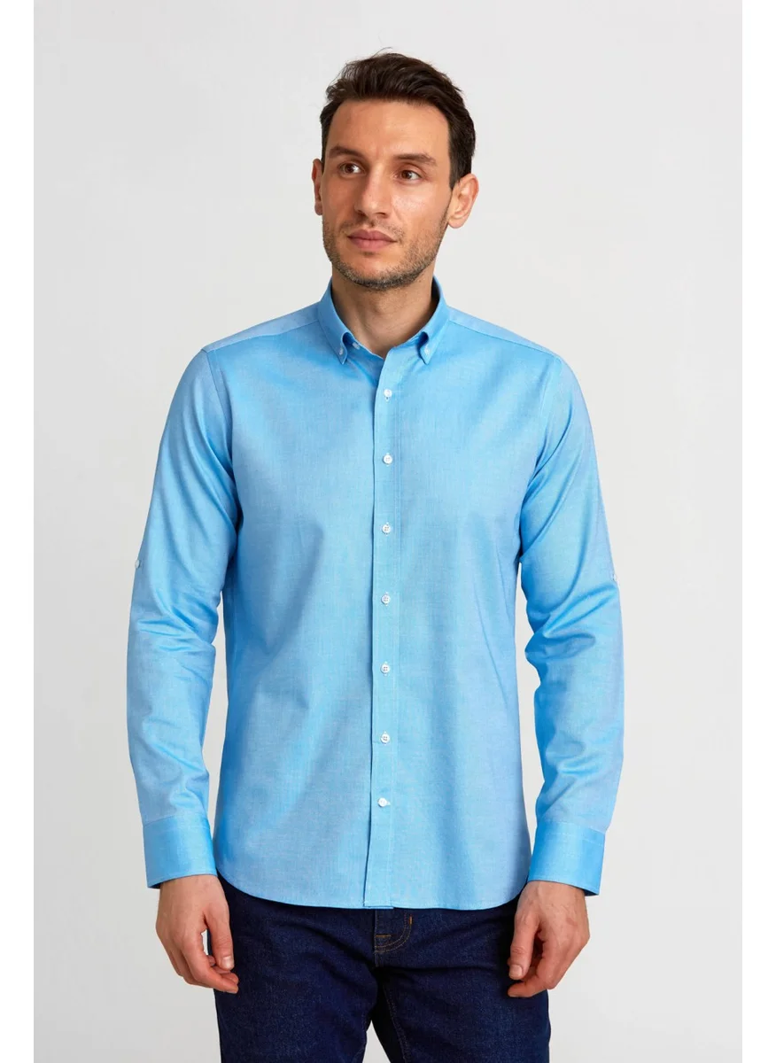 Bisse Pasha Collar Buttoned Regular Fit Uk Shirt Dark-Blue GMOK3PS22400001_D36