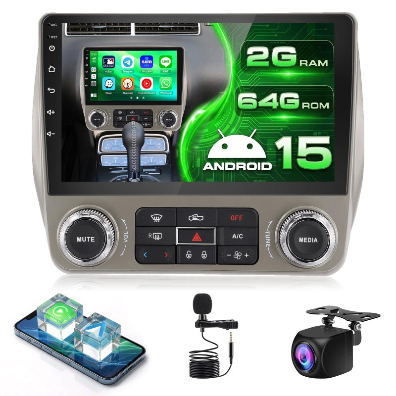 Roinvou Car Radio for Chevrolet Chevy Camaro 2010 2011 2012 2013 2014 2015 with Wireless CarplayAndroid Auto 9 Inch 2G64G Android 13 IPS Touch Screen Bluetooth Radio with GPS WiFi DSP - Image 2
