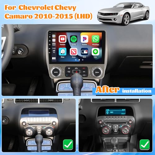 Roinvou Car Radio for Chevrolet Chevy Camaro 2010 2011 2012 2013 2014 2015 with Wireless CarplayAndroid Auto 9 Inch 2G64G Android 13 IPS Touch Screen Bluetooth Radio with GPS WiFi DSP - Image 3
