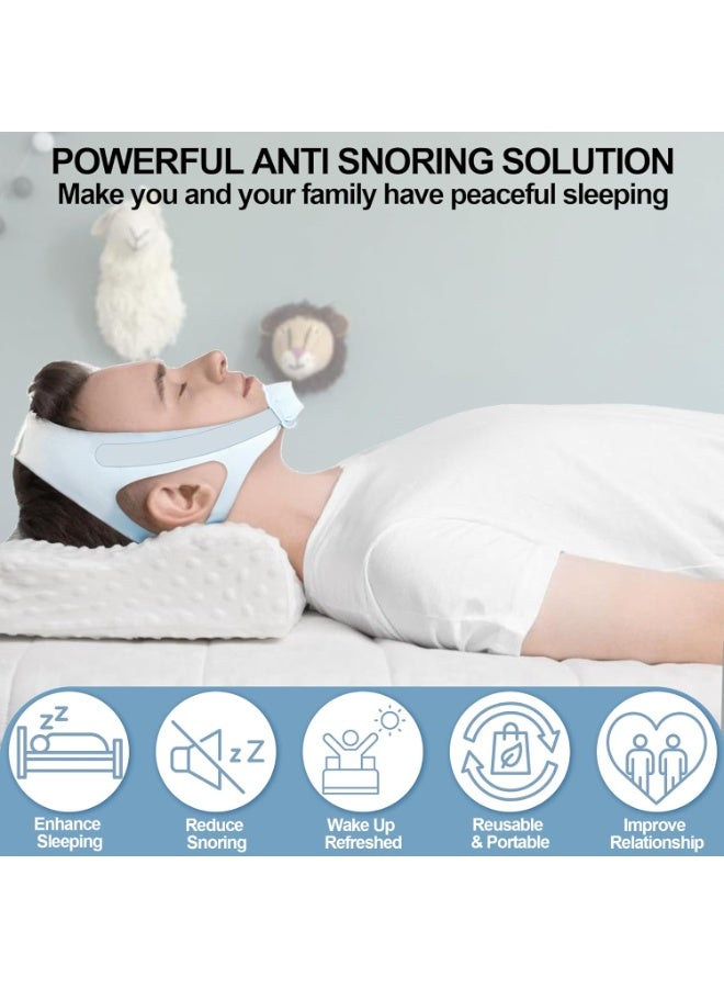 Arabest عبارة عن حزام ذقن مزدوج للحمل للنوم - حل فعال لإيقاف الشخير - حزام ذقن قابل للتعديل لمكافحة الشخير للرجال والنساء، أجهزة مكافحة الشخير القابلة للتنفس - Image 2