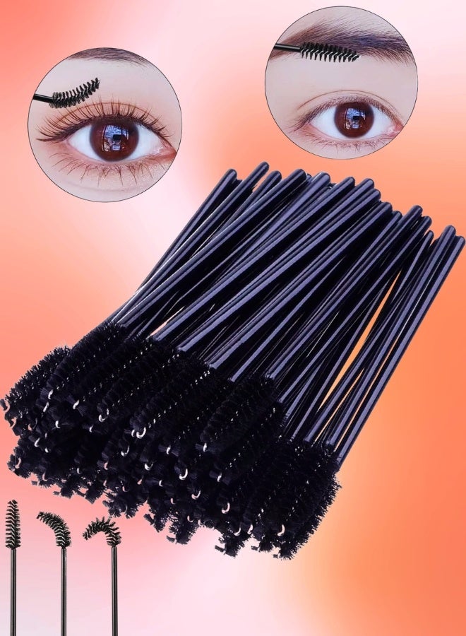 NIKITA.VIVI 50 Piece Eyelash and Eyebrow Brush Set Black Disposable Eyelash Mascara Brushes Makeup Brush Applicators Eyebrow Spoolies Disposable Mascara Wands Small Makeup Eyebrow Brush Micro Eyelash Brush - Image 1