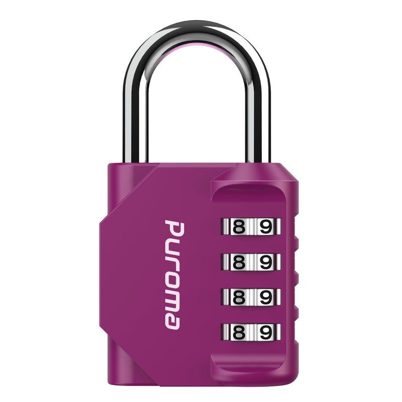 Puroma 1 Pack Combination Lock for Locker 4 Digit Outdoor Waterproof Padlock for School, Gym, Sports, Fence, Toolbox, Gate, Case, Outdoor, Hasp Storage, Cabinets (Red-Violet) - Image 1