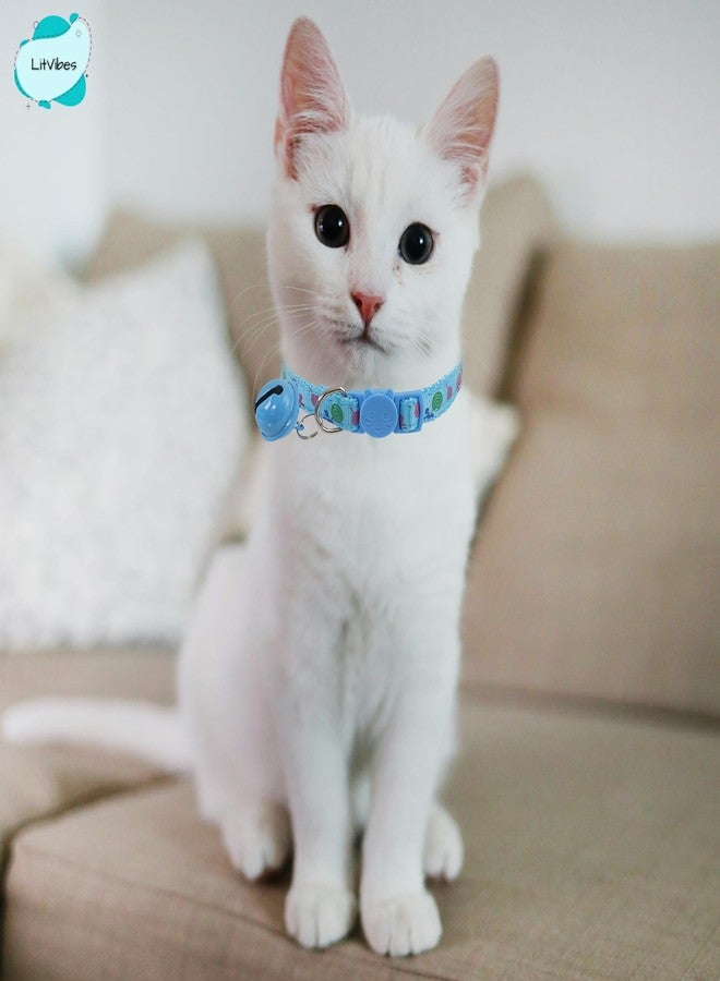 LitVibes Cat Collar With Bell,Kitten Kitty & Small Dogs Soft Adjustable Collar,Safe,Breakaway For Cats And Puppies-Blue (Lollipop Design),?14 cm,W_2 cm - Image 3