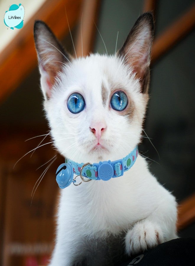 LitVibes Cat Collar With Bell,Kitten Kitty & Small Dogs Soft Adjustable Collar,Safe,Breakaway For Cats And Puppies-Blue (Lollipop Design),?14 cm,W_2 cm - Image 5