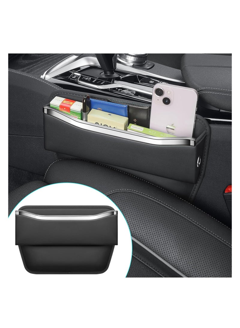 SYOSI Premium Leather Car Seat Gap Filler - Black - Extra Storage Organizer for Cars, SUVs, Trucks - Universal Fit - 1 Pack - Image 1