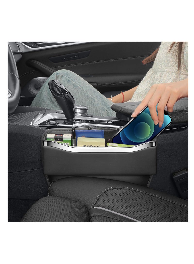 SYOSI Premium Leather Car Seat Gap Filler - Black - Extra Storage Organizer for Cars, SUVs, Trucks - Universal Fit - 1 Pack - Image 3