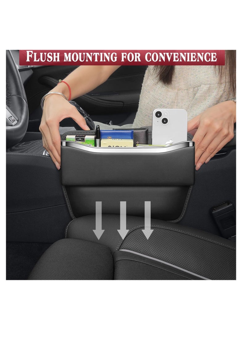 SYOSI Premium Leather Car Seat Gap Filler - Black - Extra Storage Organizer for Cars, SUVs, Trucks - Universal Fit - 1 Pack - Image 2