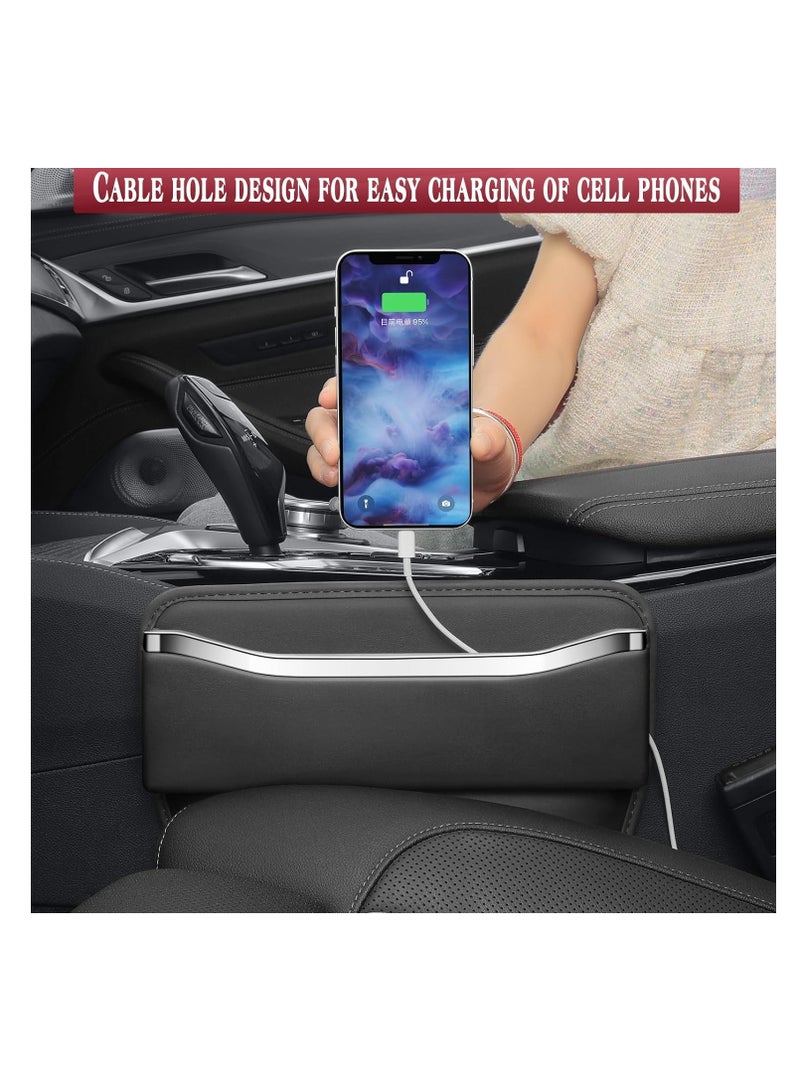 SYOSI Premium Leather Car Seat Gap Filler - Black - Extra Storage Organizer for Cars, SUVs, Trucks - Universal Fit - 1 Pack - Image 4