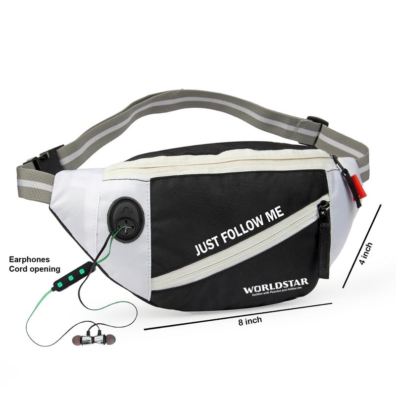 WORLD STAR Polyester Waist Pack Travel Handy Hiking Zip Pouch Document Money Phone Belt Sport Bag for Men and Women and Adult | Multicolor | binstar Swag White Chain Waist Bag - Image 4
