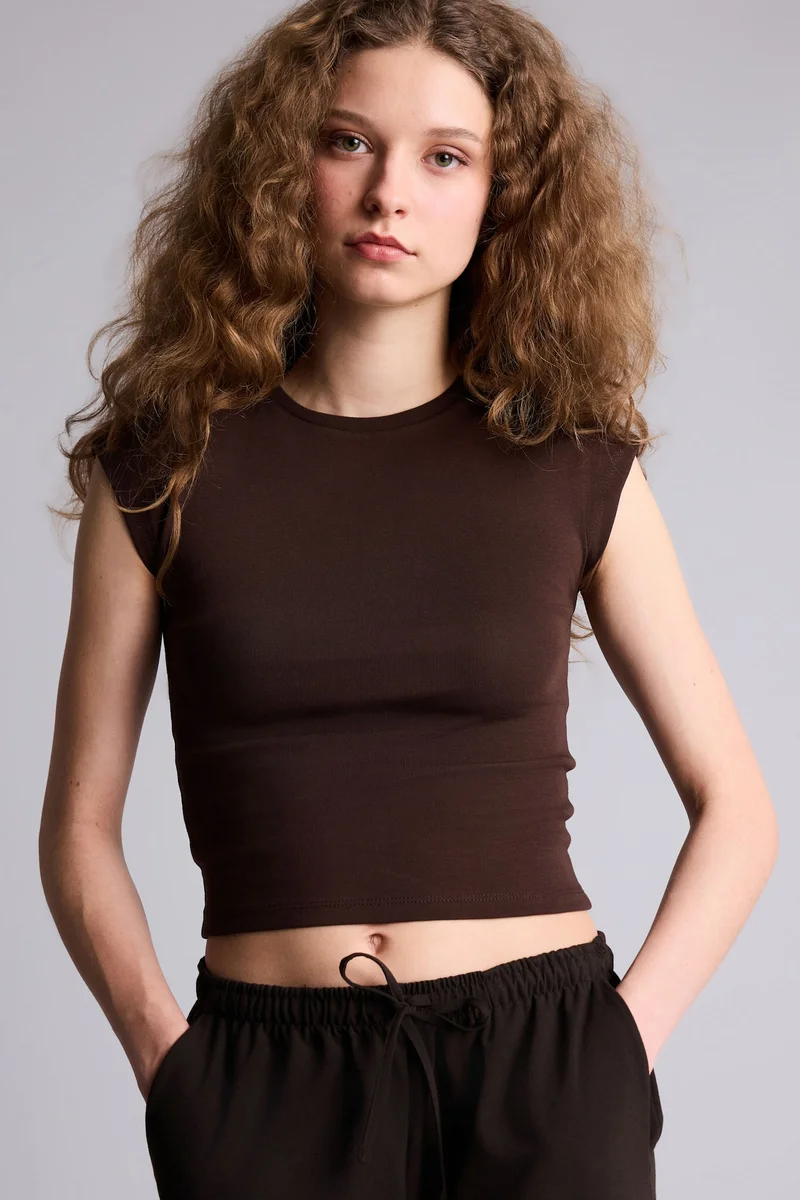 ديفاكتو Slim Fit Crew Neck Ribana Short Sleeve T-Shirt