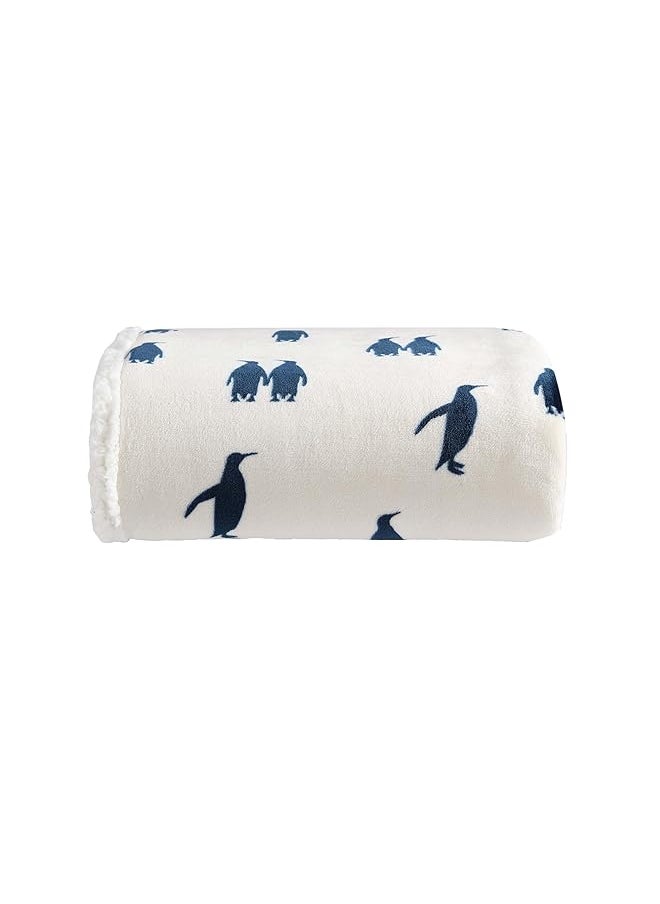 Eddie Bauer Throw Blanket Super Soft Reversible Sherpa Fleece Bedding Ideal And White Elephant Gifts Cozy Plaid Throw Blankets For Couch Emperor Penguin Throw  - Image 1