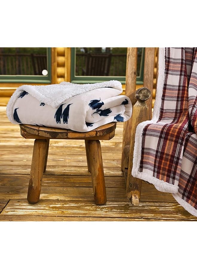 Eddie Bauer Throw Blanket Super Soft Reversible Sherpa Fleece Bedding Ideal And White Elephant Gifts Cozy Plaid Throw Blankets For Couch Emperor Penguin Throw  - Image 5