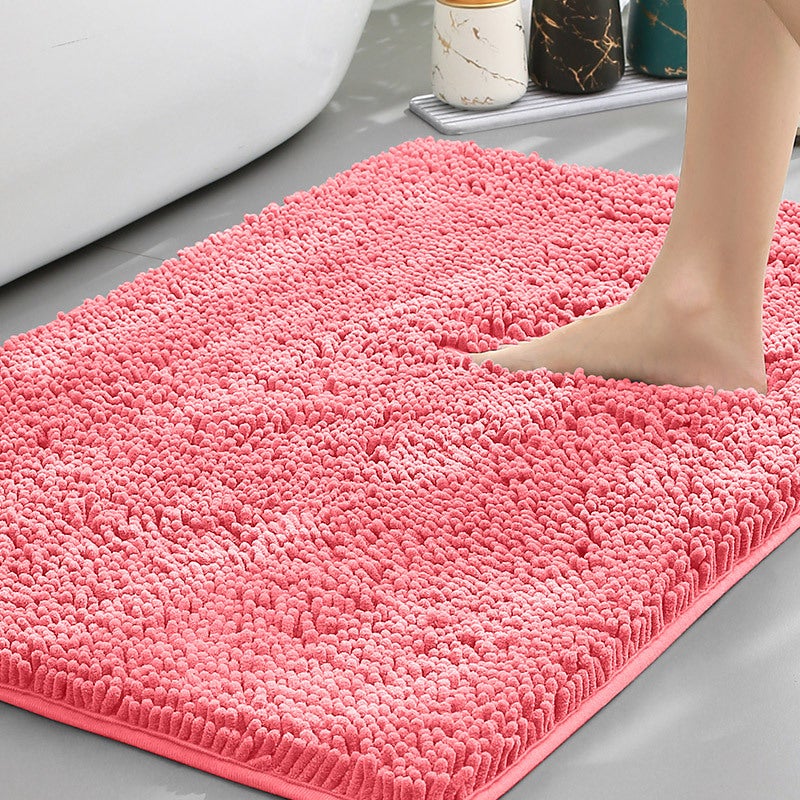 Shower Room Floor Mat, Absorbent Chenille Rug for Bathroom Entrance - Non-Slip, Machine-Washable, Modern Design